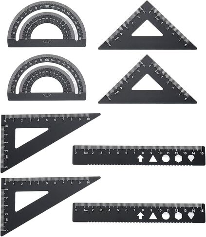 Black Triangular Scale Ruler Sets Geometry Set Aluminum Alloy Measuring Ruler Engineer Drafting Tools Drawing Triangle 2 Sets in Saudi Arabia