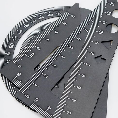 Black Triangular Scale Ruler Sets Geometry Set Aluminum Alloy Measuring Ruler Engineer Drafting Tools Drawing Triangle 2 Sets in Saudi Arabia