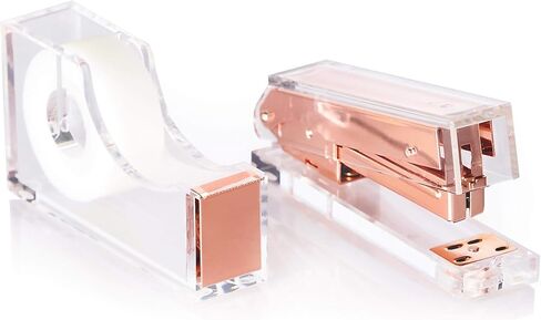 Office Supplies Designer - Acrylic Lucite Gold Stapler & Tape Dispenser - Elegant Gold Tape Dispenser & Stapler Gift Set - Chic Office Stapler & Tape Dispenser Gold in Saudi Arabia