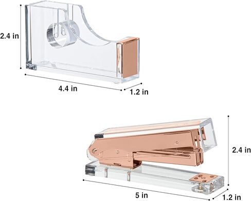 Office Supplies Designer - Acrylic Lucite Gold Stapler & Tape Dispenser - Elegant Gold Tape Dispenser & Stapler Gift Set - Chic Office Stapler & Tape Dispenser Gold in Saudi Arabia