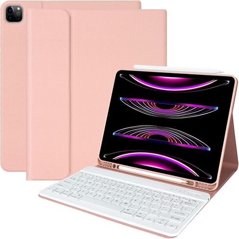 حافظة aMZCaSE iPad Air 13 بوصة M2 iPad Pro 12.9 مع لوحة مفاتيح مناسبة لجهاز iPad Pro 12.9 2022 6th/2021 الجيل الخامس، لوحة مفاتيح بلوتوث لاسلكية مغناطيسية قابلة للفصل وحامل أقلام لجهاز iPad pro 12.9، أزرق بحيرة in Kuwait