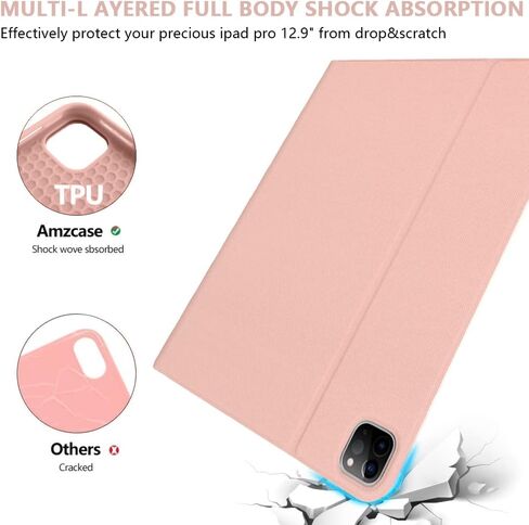 حافظة aMZCaSE iPad Air 13 بوصة M2 iPad Pro 12.9 مع لوحة مفاتيح مناسبة لجهاز iPad Pro 12.9 2022 6th/2021 الجيل الخامس، لوحة مفاتيح بلوتوث لاسلكية مغناطيسية قابلة للفصل وحامل أقلام لجهاز iPad pro 12.9، أزرق بحيرة in Kuwait