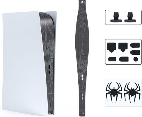 Ziysoy Dust Cover Net Compatible with PS5 Console, Fitted with Silicone Plugs and Spider Sticker, Prevent Dust and Pet Hair, Cool Game Console Accessories (Spider Web) in Saudi Arabia