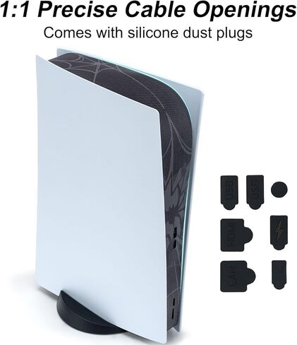 Ziysoy Dust Cover Net Compatible with PS5 Console, Fitted with Silicone Plugs and Spider Sticker, Prevent Dust and Pet Hair, Cool Game Console Accessories (Spider Web) in Saudi Arabia