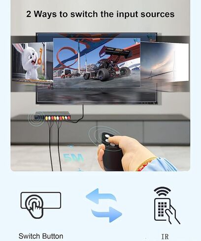 4 Port 3RCA AV Audio Video Switcher Splitter 4 in 3 Out 4 in 2 Out with IR DVD Player Game Console External 3 Way TV Monitor Projector Composite AV Selector Switch Box in Saudi Arabia