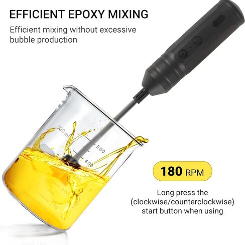 طقم خلاط راتنجات الإيبوكسي الكهربائي اللاسلكي من كالبالمي - خلاط راتنج محمول قابل لإعادة الشحن للإيبوكسي مع 4 مجاذيف خلاط، مثالي للراتنج الخالي من الفقاعات، وخلط الطلاء وخلط السيليكون في الحرف اليدوية in Kuwait