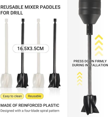 طقم خلاط راتنجات الإيبوكسي الكهربائي اللاسلكي من كالبالمي - خلاط راتنج محمول قابل لإعادة الشحن للإيبوكسي مع 4 مجاذيف خلاط، مثالي للراتنج الخالي من الفقاعات، وخلط الطلاء وخلط السيليكون في الحرف اليدوية in Kuwait