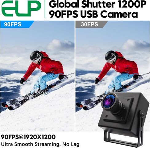 ELP Global Shutter USB Camera Wide Angle Webcam for Computer 1080P 90fps Lightburn Camera for Laser Engraver USB2.0 PC Camera High Frame USB Security Camera for Raspberry Pi (120° low distortion lens) in Saudi Arabia