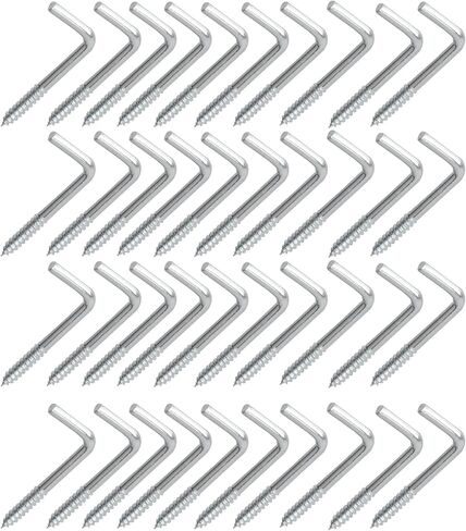 Square Bend Hooks, M4.7-50x18mm Right-Angle L Shaped Hooks 7 Shape Self-Tapping Screw Hooks for Hanging Heavy Duty Thing, Hang Display Medal Jewelry, Zinc Plated 50 PCS in Kuwait