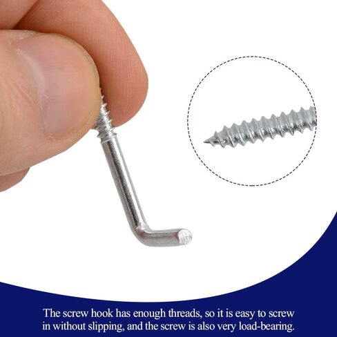 Square Bend Hooks, M4.7-50x18mm Right-Angle L Shaped Hooks 7 Shape Self-Tapping Screw Hooks for Hanging Heavy Duty Thing, Hang Display Medal Jewelry, Zinc Plated 50 PCS in Kuwait