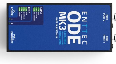Enttec 70407 ODE MK3 Two-Universe Bidirectional DMX Ethernet Gateway Bundle w/DMX Adapter 5 Pin(M) to 3 Pin(F) XLR and Liquid Audio Polishing Cloth in Saudi Arabia