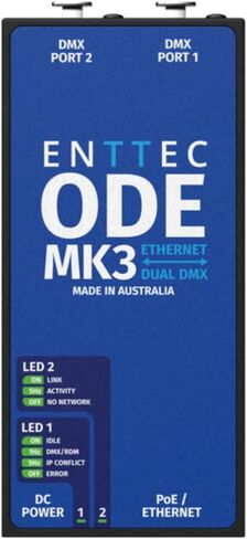 Enttec 70407 ODE MK3 Two-Universe Bidirectional DMX Ethernet Gateway Bundle w/DMX Adapter 5 Pin(M) to 3 Pin(F) XLR and Liquid Audio Polishing Cloth in Saudi Arabia