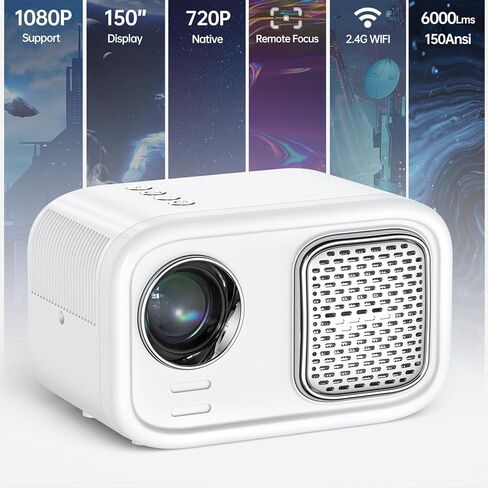 جهاز عرض صغير، جهاز عرض 1080 بكسل مع 5G واي فاي وبلوتوث، جهاز عرض محمول، جهاز عرض خارجي للمسرح المنزلي، التخييم، الحفلات، اجتماعات العمل in Kuwait