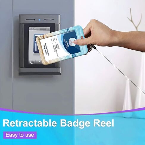 ID Badge Holder with Lanyard,Retractable Badge Reel with Swivel Belt Clip Keychain and Detachable Lanyards,Vertical Card Protector Badge Reels for Teacher Nurse Student Office(Beach) in Saudi Arabia