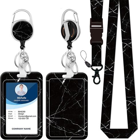 ID Badge Holder with Lanyard,Retractable Badge Reel with Swivel Belt Clip Keychain and Detachable Lanyards,Vertical Card Protector Badge Reels for Teacher Nurse Student Office(Beach) in Saudi Arabia