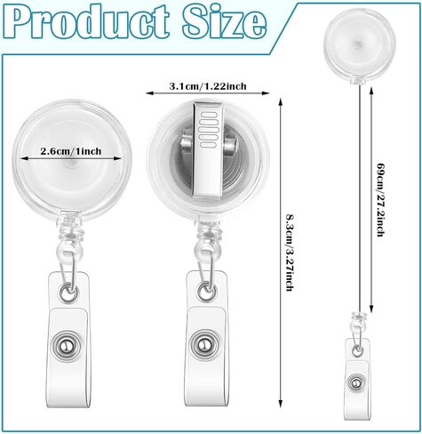 12 حزمة من بكرات الشارات مع مشبك التمساح وحامل شارة قابل للسحب مع مشابك للمعلمين والطلاب وعمال المكاتب (شفاف شفاف) in Kuwait