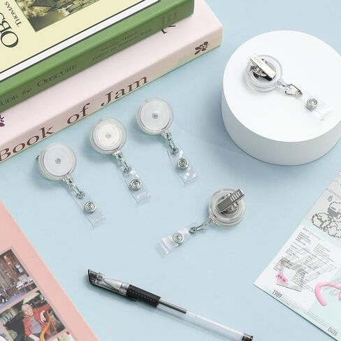 12 حزمة من بكرات الشارات مع مشبك التمساح وحامل شارة قابل للسحب مع مشابك للمعلمين والطلاب وعمال المكاتب (شفاف شفاف) in Kuwait