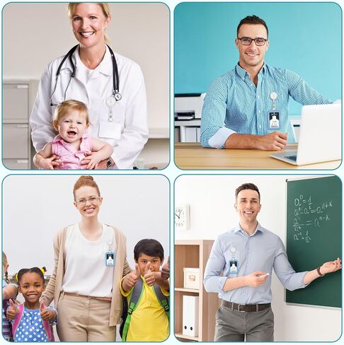 12 حزمة من بكرات الشارات مع مشبك التمساح وحامل شارة قابل للسحب مع مشابك للمعلمين والطلاب وعمال المكاتب (شفاف شفاف) in Kuwait