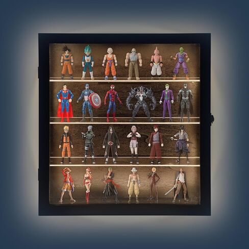 حافظة عرض شخصيات صغيرة مع ضوء LED، صندوق عرض مصغر قابل للتجميع للأشياء الصغيرة، إطار عرض لشخصيات فانكو بوب الصغيرة، منظم ألعاب صغيرة لتخزين الأشكال على الحائط الشفاف in Kuwait
