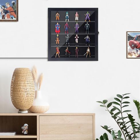 حافظة عرض شخصيات صغيرة مع ضوء LED، صندوق عرض مصغر قابل للتجميع للأشياء الصغيرة، إطار عرض لشخصيات فانكو بوب الصغيرة، منظم ألعاب صغيرة لتخزين الأشكال على الحائط الشفاف in Kuwait