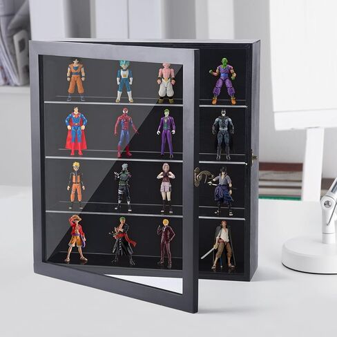 حافظة عرض شخصيات صغيرة مع ضوء LED، صندوق عرض مصغر قابل للتجميع للأشياء الصغيرة، إطار عرض لشخصيات فانكو بوب الصغيرة، منظم ألعاب صغيرة لتخزين الأشكال على الحائط الشفاف in Kuwait