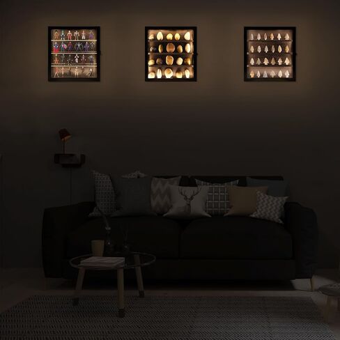 حافظة عرض شخصيات صغيرة مع ضوء LED، صندوق عرض مصغر قابل للتجميع للأشياء الصغيرة، إطار عرض لشخصيات فانكو بوب الصغيرة، منظم ألعاب صغيرة لتخزين الأشكال على الحائط الشفاف in Kuwait