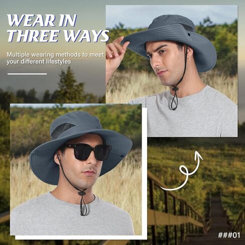 Men's Sun Hat Summer UV Protection Waterproof for Gardening Safari Beach Fishing Hiking in Saudi Arabia