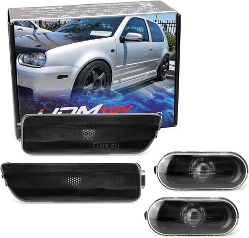 iJDMTOY Euro Smoked Lens Bumper & Fender Side Marker, Repeater Light Housing Combo Compatible With Volkswagen: 1999-2005 MK4 Golf GTI R32 Rabbit Jetta, Replace OEM Sidemarker Lamps in Saudi Arabia