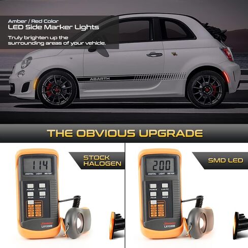 VIPMOTOZ 4PC Set LED Front Rear Amber Red Side Marker Lamps Compatible With 2012-2019 Fiat 500 Smoked Tinted Housing Clear Lens in Saudi Arabia