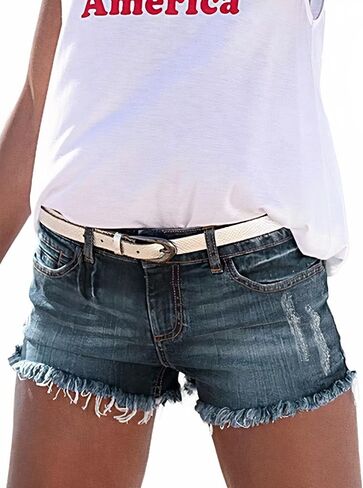 Flamingals Ripped Denim Shorts for Women Distressed Raw Hem Jean Shorts in Saudi Arabia