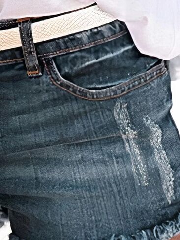 Flamingals Ripped Denim Shorts for Women Distressed Raw Hem Jean Shorts in Saudi Arabia