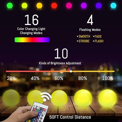 4 عبوات من كرات الشاطئ المضيئة، ألعاب حمام السباحة للأطفال، كرة حمام سباحة LED تتوهج في الظلام مقاس 16 بوصة، لعبة شاطئ عائمة قابلة للنفخ للأنشطة الداخلية الخارجية، 16 لونًا أضواء 4 أوضاع، ديكور حفلات حمام السباحة in Kuwait