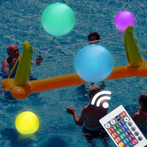4 عبوات من كرات الشاطئ المضيئة، ألعاب حمام السباحة للأطفال، كرة حمام سباحة LED تتوهج في الظلام مقاس 16 بوصة، لعبة شاطئ عائمة قابلة للنفخ للأنشطة الداخلية الخارجية، 16 لونًا أضواء 4 أوضاع، ديكور حفلات حمام السباحة in Kuwait