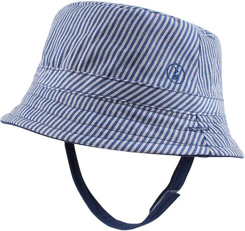 قبعة شمس للأطفال الصغار الأولاد والبنات تحمي من الأشعة فوق البنفسجية قبعة صيفية للرضع من القطن قابلة للتنفس 0-4 سنوات (أزرق مخطط، L) in Kuwait