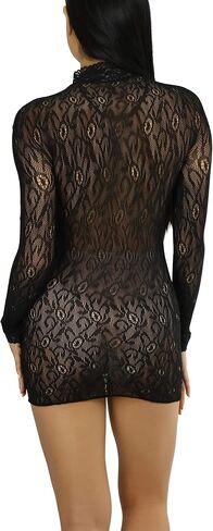ToBeInStyle Women's Long Sleeve Turtle Neck Lace Dress in Saudi Arabia
