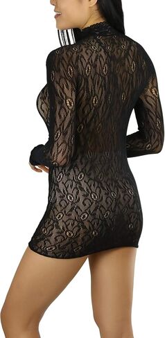 ToBeInStyle Women's Long Sleeve Turtle Neck Lace Dress in Saudi Arabia