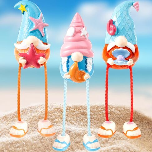 3 Pcs Beach Gnomes Resin Figurines Ocean Collectible Table Decorations Garden Sea Star Shell Gnome with Dangling Legs for Summer Home Office Kitchen Decorations Holiday Ornaments in Saudi Arabia