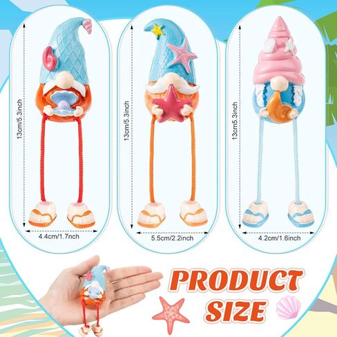 3 Pcs Beach Gnomes Resin Figurines Ocean Collectible Table Decorations Garden Sea Star Shell Gnome with Dangling Legs for Summer Home Office Kitchen Decorations Holiday Ornaments in Saudi Arabia