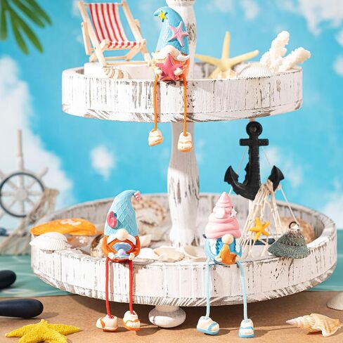 3 Pcs Beach Gnomes Resin Figurines Ocean Collectible Table Decorations Garden Sea Star Shell Gnome with Dangling Legs for Summer Home Office Kitchen Decorations Holiday Ornaments in Saudi Arabia