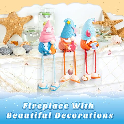 3 Pcs Beach Gnomes Resin Figurines Ocean Collectible Table Decorations Garden Sea Star Shell Gnome with Dangling Legs for Summer Home Office Kitchen Decorations Holiday Ornaments in Saudi Arabia