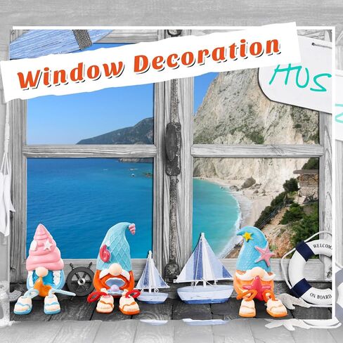 3 Pcs Beach Gnomes Resin Figurines Ocean Collectible Table Decorations Garden Sea Star Shell Gnome with Dangling Legs for Summer Home Office Kitchen Decorations Holiday Ornaments in Saudi Arabia