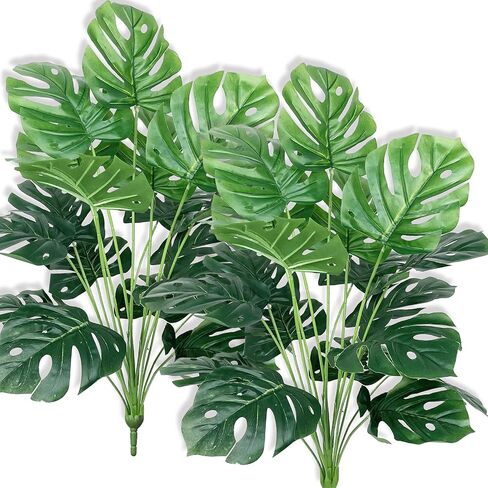 Ollain Fake Plants Artificial Palm Tree 28" Large Monstera Plant for Indoor and Outdoor Home Office Décor (2) in Kuwait