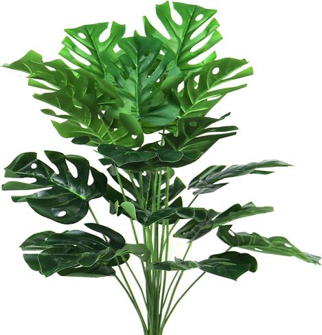 Ollain Fake Plants Artificial Palm Tree 28" Large Monstera Plant for Indoor and Outdoor Home Office Décor (2) in Kuwait