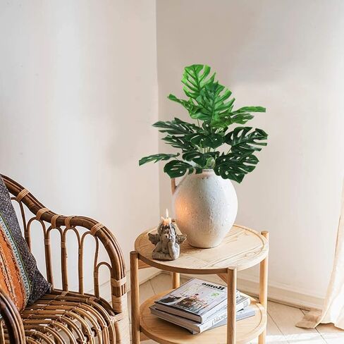Ollain Fake Plants Artificial Palm Tree 28" Large Monstera Plant for Indoor and Outdoor Home Office Décor (2) in Kuwait