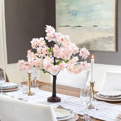 XHXSTORE 24IN ضوء شجرة أزهار الكرز، 36 مصباح LED شجرة منضدية زنبركية مع مؤقت مصباح شجرة زهرة وردية مع قابس USB أو بطارية تعمل للديكور الداخلي لحفلات الزفاف المنزلية in Kuwait