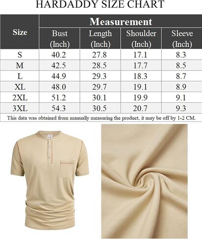 قمصان Hardaddy الرجالية بأكمام قصيرة من Henley كاجوال صيفية خفيفة الوزن بأزرار Henley صلبة in Saudi Arabia