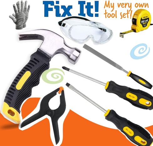 Kids Real Tool Set - 20Pcs Construction Tool with Blue Toolbox and Protective Clothing, Woodworking Tool Set for Beginner, Educational Gift in Saudi Arabia