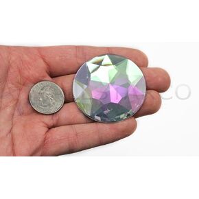Allstarco 50mm Violet H132 Flat Back Round Acrylic Gems Pro Grade Individually Wrapped - 4 Pieces