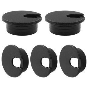 2 inch (50mm) Round Hole Cover Grommet, Computer Desk Table Port Wire Cable Cord Organizer Plastic Cover - Easy Installation and Versatile Cable Organization (Black, 5 Pack)