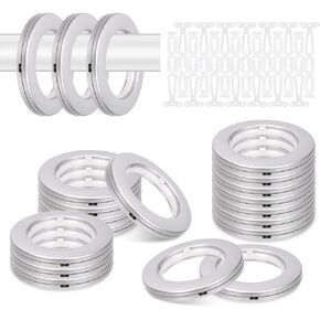 Glarks 20 Sets 1-5/8" (42mm) ID Curtain Grommets Plastic Grommet Eyelets Rings with Washers Easy Push Snap Grommet Low Noise Sliding Curtain Ring for DIY Curtains, Canvas, Leather Craft (Black)